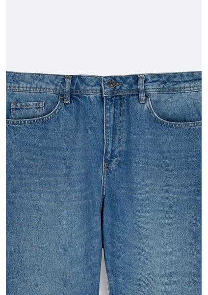 Erkek Mavi Tokyo Straight Fit Eskitme Yıkama Jean Pantolon A42Y3535