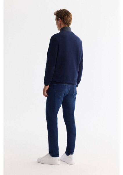 Erkek Lacivert Soğuğa Dayanıklı Fermuarlı Dik Yaka Polar Sweatshirt A42y1380 fırsatları