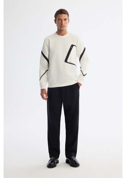 Erkek Ekru Bisiklet Yaka Pamuklu Baskılı Sweatshirt A42y1317 indirimleri