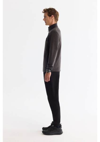 Erkek Antrasit Soğuğa Dayanıklı Fermuarlı Dik Yaka Polar Sweatshirt A42y1380 modelleri