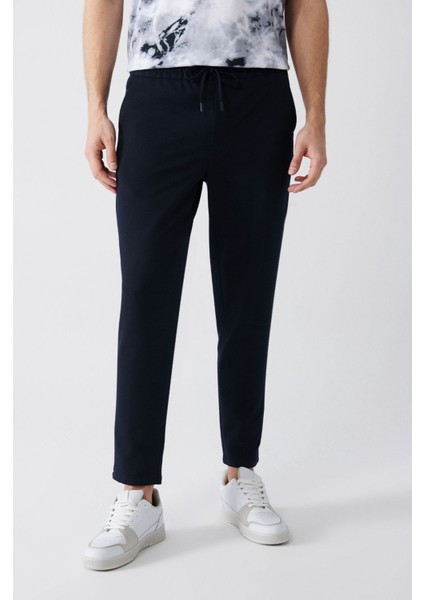 Erkek Lacivert Relaxed Fit Yandan Cepli Bağcıklı Jogger Pantolon B003005 fiyatları