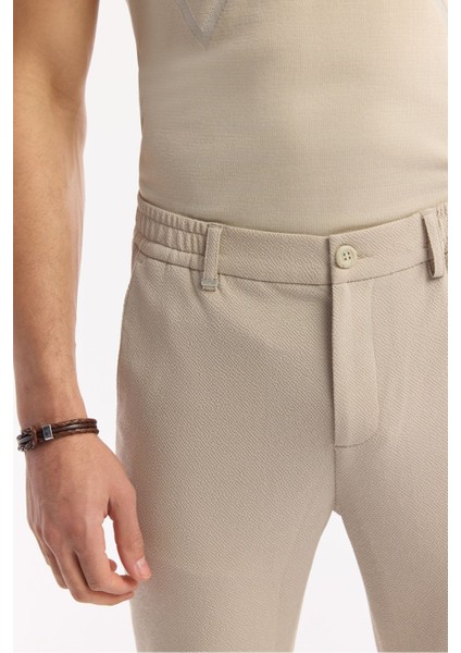 Erkek Bej Slim Fit Beli Lastikli Bi Stretch Chino Pantolon B003033 fırsatları