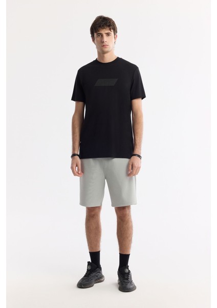 Erkek Siyah Bisiklet Yaka Hareketli Hologram Baskılı Shoft Touch T-Shirt A51Y1031 indirimleri