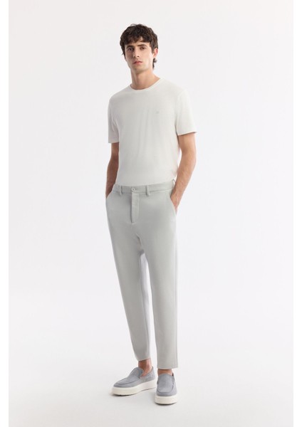 Erkek Açık Gri Carrot Fit Klasik Bel Pamuklu Jersey Pantolon A51y3013
