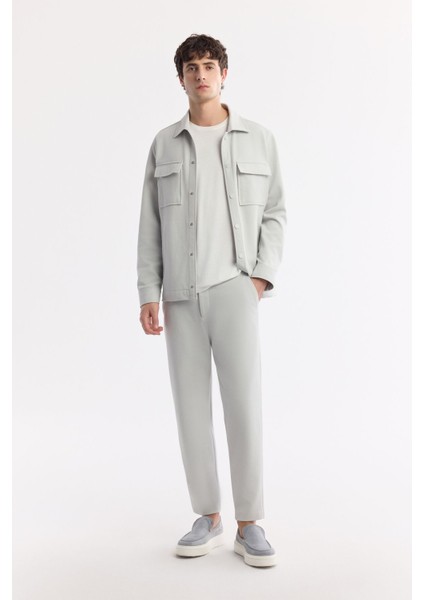 Erkek Açık Gri Carrot Fit Klasik Bel Pamuklu Jersey Pantolon A51y3013