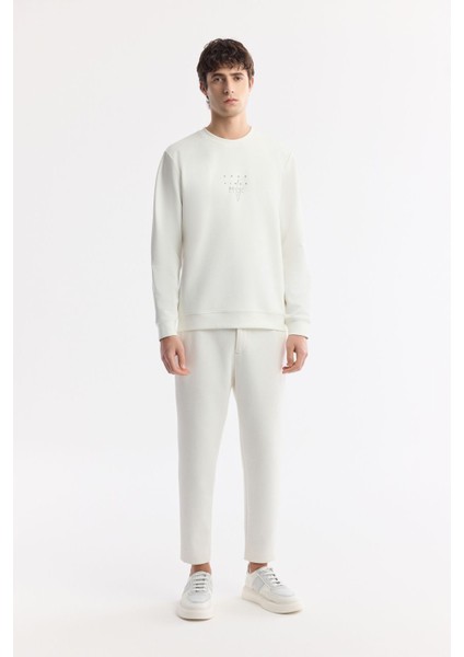 Erkek Beyaz Carrot Fit Klasik Bel Pamuklu Jersey Pantolon A51y3013