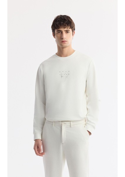 Erkek Beyaz Carrot Fit Klasik Bel Pamuklu Jersey Pantolon A51y3013