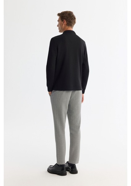 Erkek Siyah 2 Düğmeli Pamuklu Polo Yaka Sweatshirt B001080 modelleri
