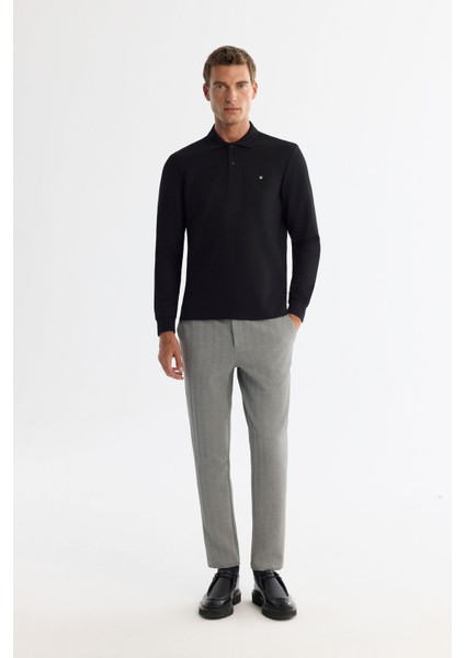Erkek Siyah 2 Düğmeli Pamuklu Polo Yaka Sweatshirt B001080 fırsatları