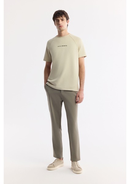 Erkek Bej Bisiklet Yaka Baskılı T-shirt A41y1168 indirimleri