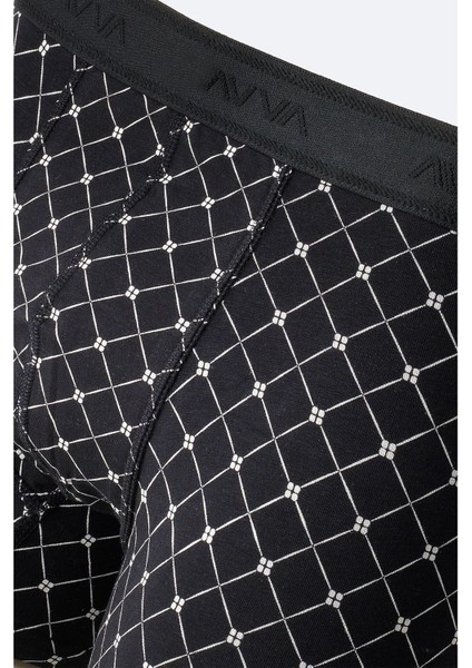 Erkek Siyah Çapa Desenli Tekli Boxer A51Y9506
