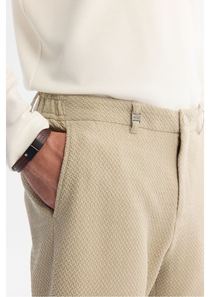 Erkek Bej Slim Fit Yandan Cepli Dokulu Bi-stretch Takım Elbise Pantolonu A42y3211 fırsatları