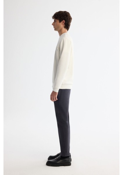 Erkek Ekru Bisiklet Yaka Pamuklu Baskılı Elastan Sweatshirt A42y1267 modelleri
