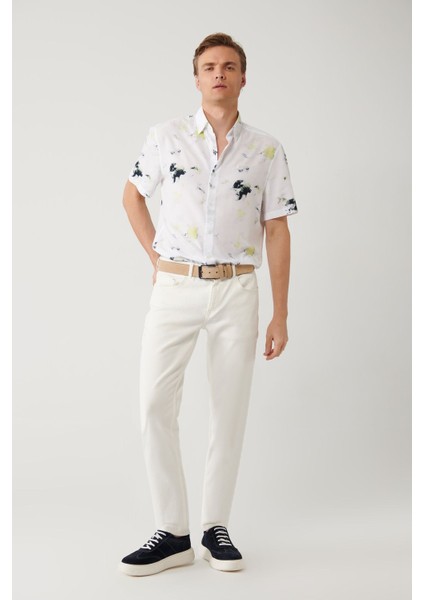 Erkek Ekru Berlin Slim Fit Rinse Yıkamalı Esnek Pantolon A41Y3504
