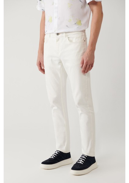 Erkek Ekru Berlin Slim Fit Rinse Yıkamalı Esnek Pantolon A41Y3504