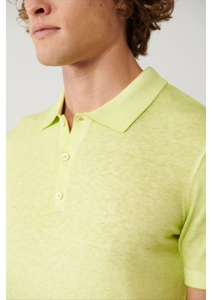 Erkek Neon Yeşil 3 Düğmeli Garment Dyed Polo Yaka Triko T-shirt A41y5067 fiyatları