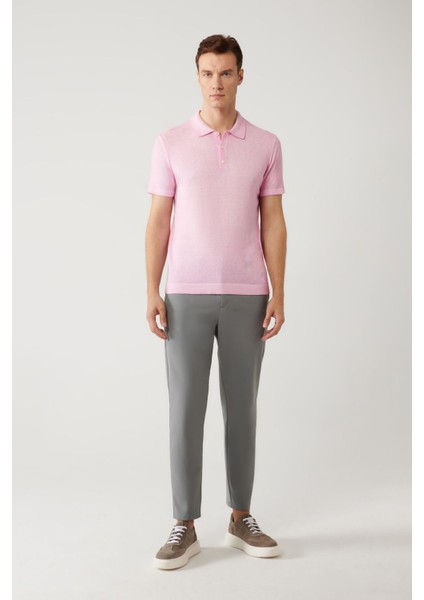 Erkek Pembe 3 Düğmeli Garment Dyed Polo Yaka Triko T-shirt A41y5067 indirimleri