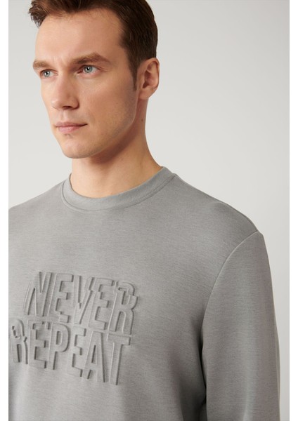 Erkek Gri Bisiklet Yaka Soft Touch Gofreli Sweatshirt A41y1235 fiyatları