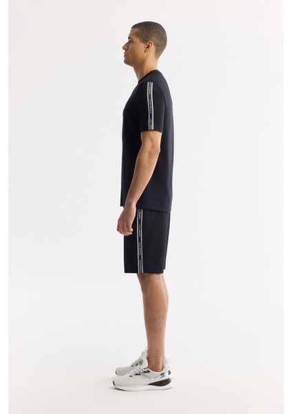 Erkek Siyah Bisiklet Yaka Baskı Detaylı İnterlok T-Shirt A51Y1150 modelleri