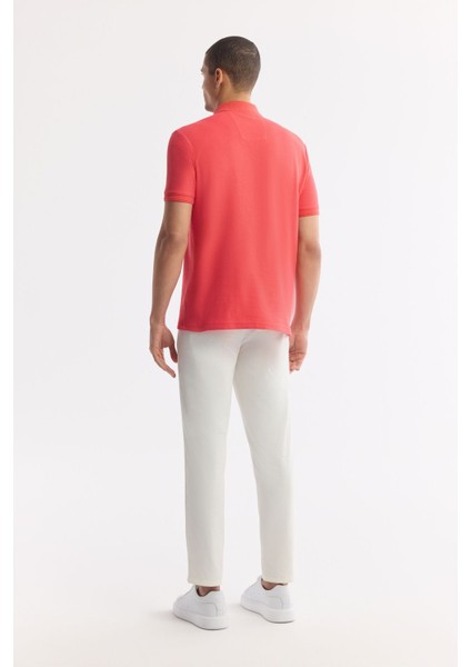 Erkek Kırmızı Regular Fit %100 Pamuk Hızlı Kuruyan Kıvrılmayan Polo Yaka T-Shirt B001032