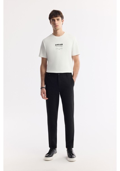 Erkek Siyah Slim Fit Beli Lastikli Bi Stretch Chino Pantolon B003033