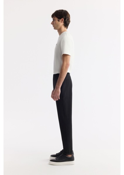 Erkek Siyah Slim Fit Beli Lastikli Bi Stretch Chino Pantolon B003033