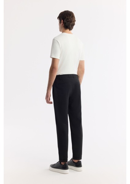 Erkek Siyah Slim Fit Beli Lastikli Bi Stretch Chino Pantolon B003033