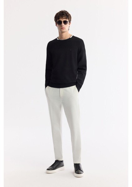 Erkek Siyah Bisiklet Yaka Dokulu Rayon Triko Kazak A51y5156