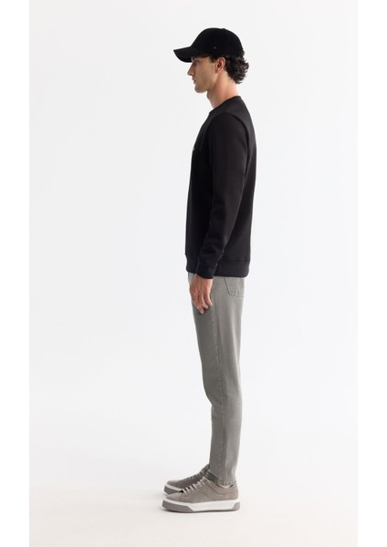 Erkek Siyah Bisiklet Yaka Kolay Ütülenebilir Pamuklu Sweatshirt A42y1270 modelleri