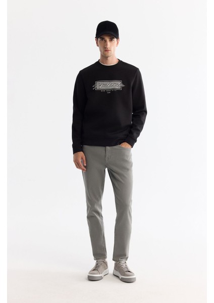 Erkek Siyah Bisiklet Yaka Kolay Ütülenebilir Pamuklu Sweatshirt A42y1270 indirimleri
