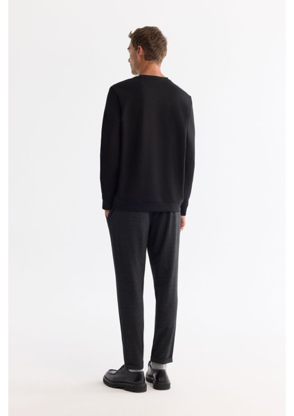 Erkek Siyah Bisiklet Yaka Pamuklu Baskılı Elastan Sweatshirt A42y1227 fırsatları