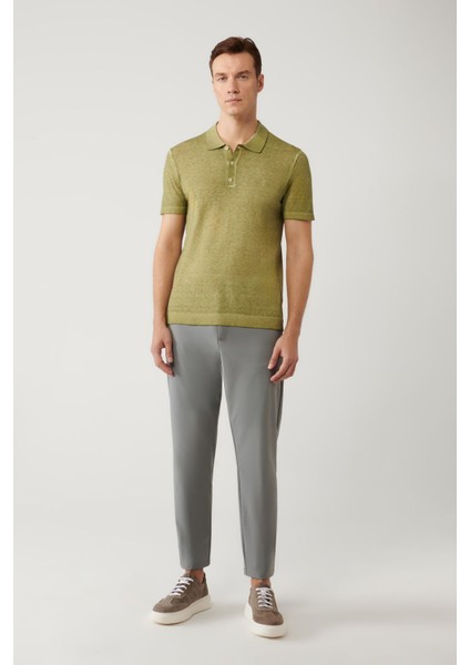Erkek Haki 3 Düğmeli Garment Dyed Polo Yaka Triko T-shirt A41y5067 indirimleri