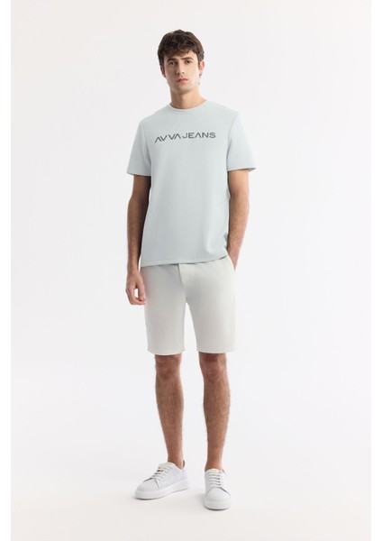 Erkek Mint Yeşil Bisiklet Yaka Reflektörlü Bi Stretch Interlok T-shirt A51y1037