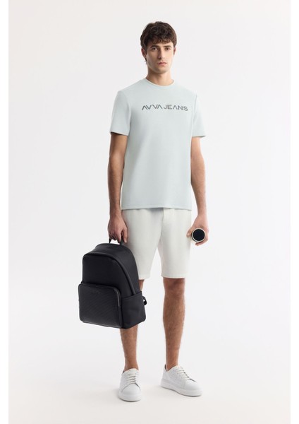 Erkek Mint Yeşil Bisiklet Yaka Reflektörlü Bi Stretch Interlok T-shirt A51y1037