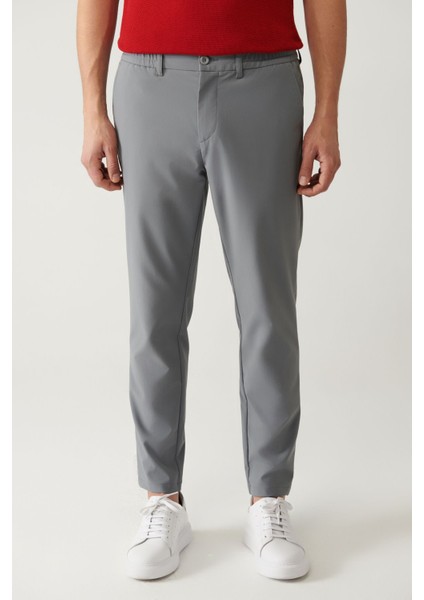 Erkek Gri Slim Fit Beli Lastikli 360 Derece Esnek Teknik Kumaş Pantolon A41y3077 fiyatları