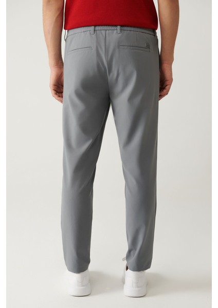 Erkek Gri Slim Fit Beli Lastikli 360 Derece Esnek Teknik Kumaş Pantolon A41y3077 fırsatları