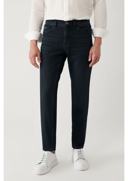Erkek Lacivert Eskitme Yıkamalı Jean Pantolon A41Y3510