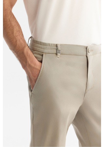 Erkek Vizon Slim Fit Yanı Lastikli Yumuşak Tuşeli Duble Paça Pantolon A42y3007 fırsatları