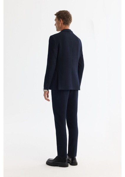 Erkek Lacivert Mono Yaka Bi-stretch Ceket A42y4011 fırsatları
