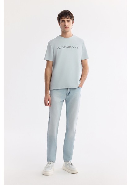 Erkek Gri Regular Fit Bisiklet Yaka Reflektörlü Bi Stretch İnterlok T-Shirt A51Y1037