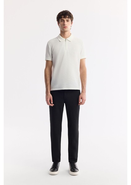 Erkek Siyah Slim Fit Klasik Bel Yumuşak Tuşeli Chino Pantolon B003035