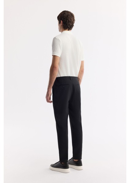 Erkek Siyah Slim Fit Klasik Bel Yumuşak Tuşeli Chino Pantolon B003035