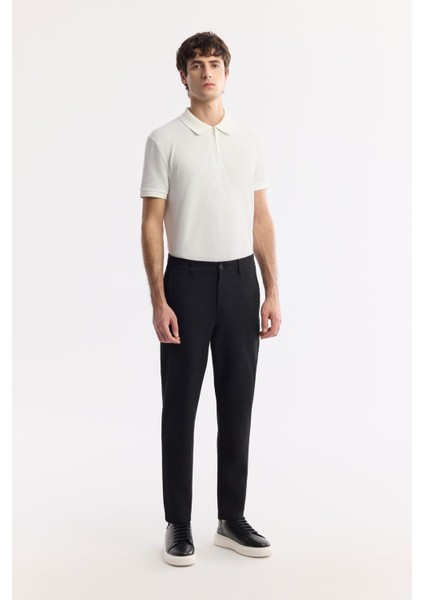 Erkek Siyah Slim Fit Klasik Bel Yumuşak Tuşeli Chino Pantolon B003035