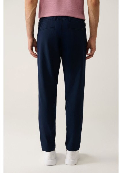 Erkek Lacivert Slim Fit Beli Lastikli 360 Derece Esnek Teknik Kumaş Pantolon A41y3077 indirimleri