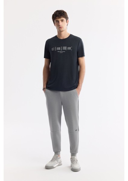 Erkek Gri Beli Lastikli Bağcıklı Yandan Cepli Flexi Baskı Detaylı Parçalı Soft Touch Jogger A51Y3402