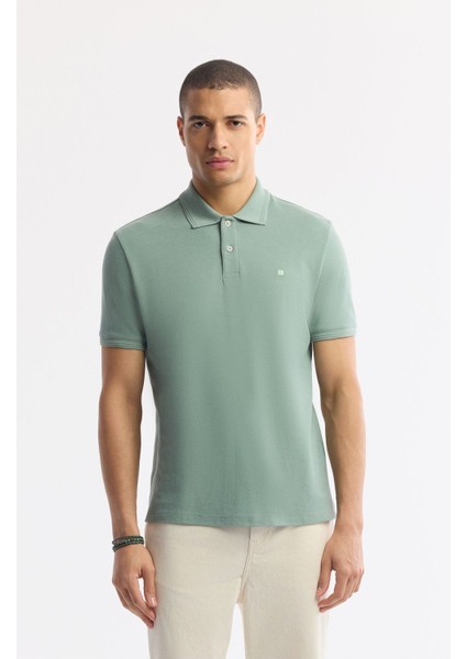 Erkek Mint Yeşil Regular Fit %100 Pamuk Hızlı Kuruyan Kıvrılmayan Polo Yaka T-shirt B001032