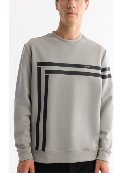 Erkek Gri Bisiklet Yaka Pamuklu Baskılı Elastan Sweatshirt A42y1284 fiyatları