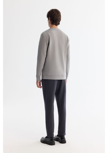 Erkek Gri Bisiklet Yaka Pamuklu Baskılı Elastan Sweatshirt A42y1240 fırsatları