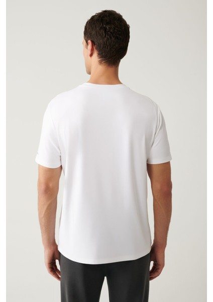 Erkek Beyaz Bisiklet Yaka Baskılı Soft Touch T-shirt A41y1030 fırsatları