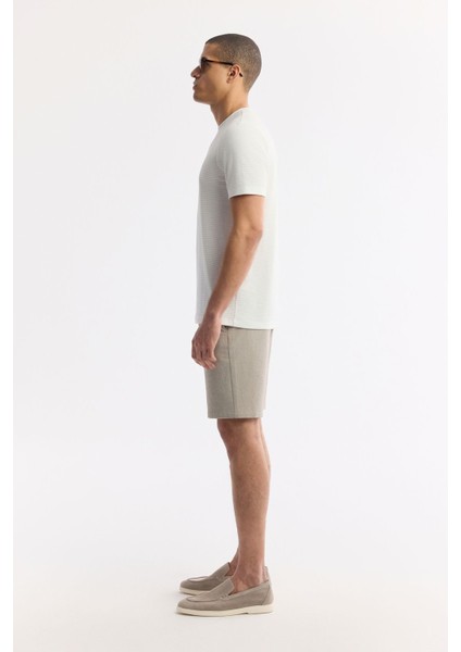 Erkek Ekru Regular Fit Bisiklet Yaka Jakar Dokulu T-shirt A51y1041 modelleri
